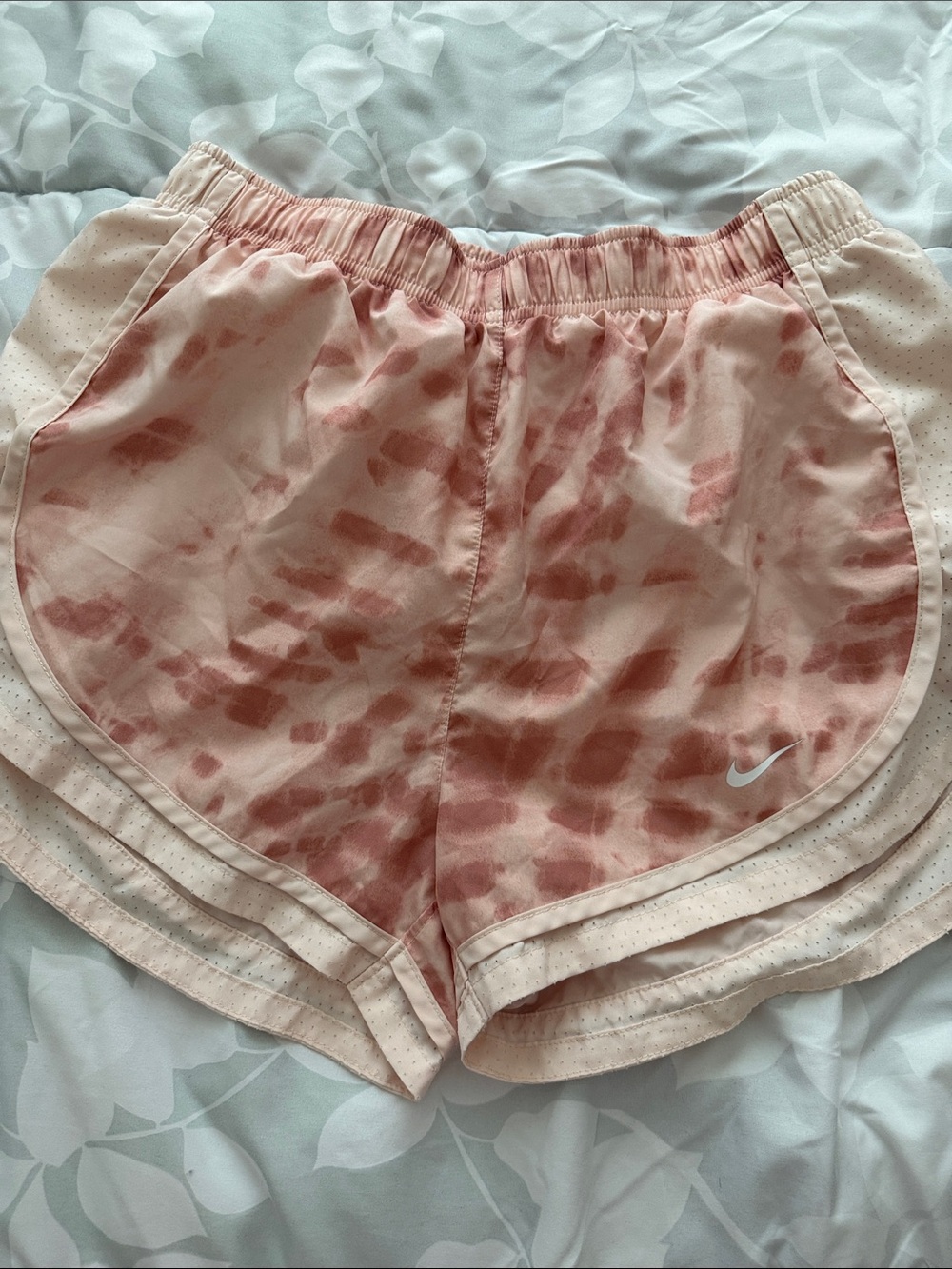 Running Nike Women's Blush Pink Tie-Dye Athletic Shorts